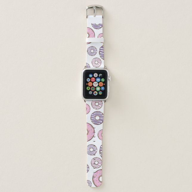 Pattern Of Donuts, Pink Donuts, Purple Donuts Apple Watch Band (Front)