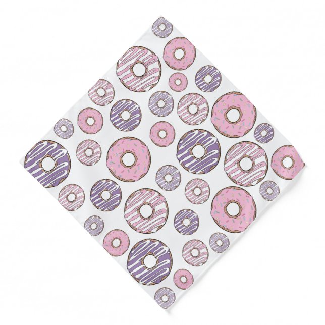 Pattern Of Donuts, Pink Donuts, Purple Donuts Bandana (Front)