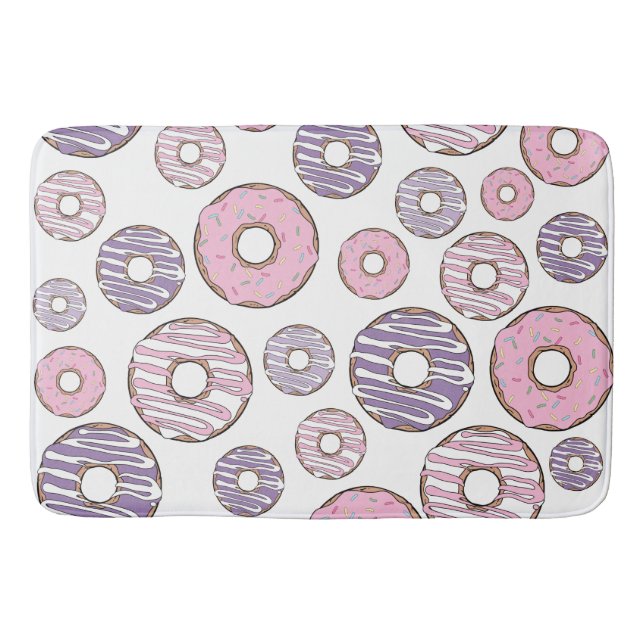 Pattern Of Donuts, Pink Donuts, Purple Donuts Bath Mat (Front)
