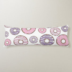 Pattern Of Donuts, Pink Donuts, Purple Donuts Body Pillow