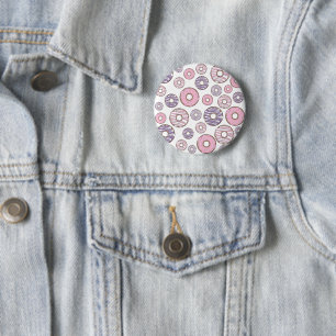 Pattern Of Donuts, Pink Donuts, Purple Donuts Button