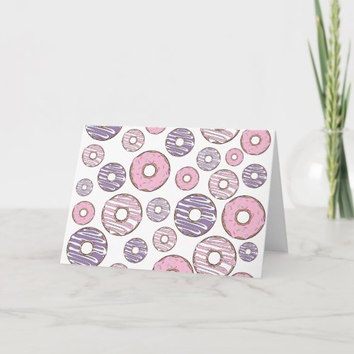 Pattern Of Donuts Pink Donuts Purple Donuts Card