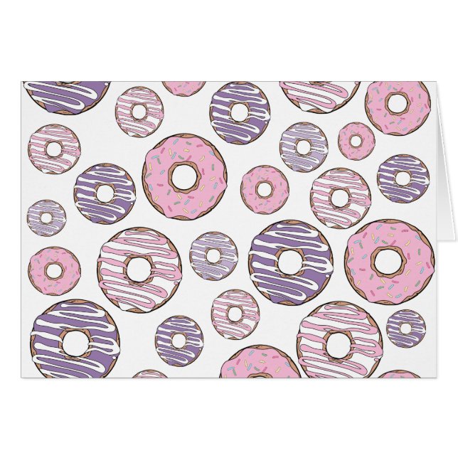 Pattern Of Donuts, Pink Donuts, Purple Donuts Cards (Front Horizontal)
