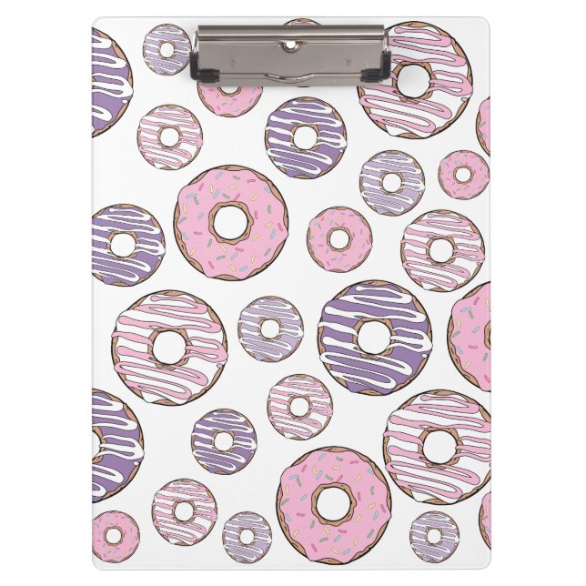 Pattern Of Donuts, Pink Donuts, Purple Donuts Clipboard (Front)