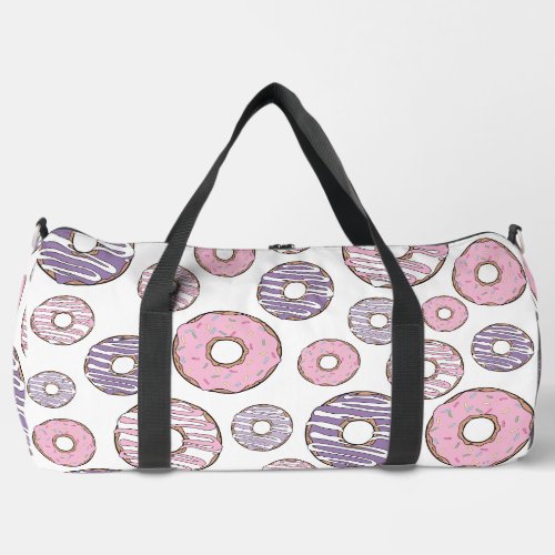 Pattern Of Donuts Pink Donuts Purple Donuts Duffle Bag