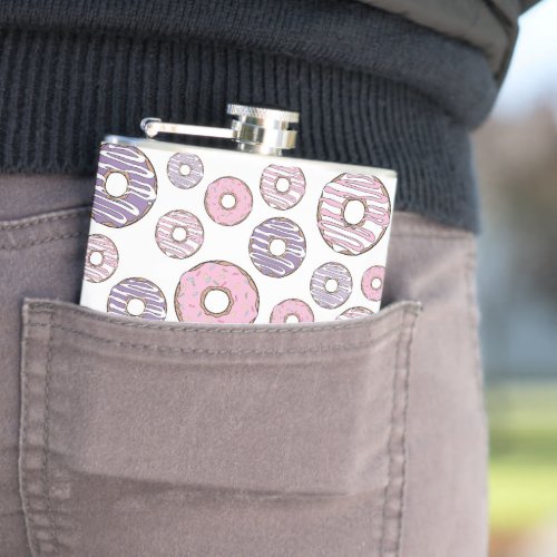 Pattern Of Donuts Pink Donuts Purple Donuts Flask