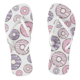 Pattern Of Donuts, Pink Donuts, Purple Donuts Flip Flops
