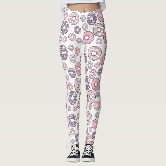 Pattern Of Donuts, Pink Donuts, Purple Donuts Leggings (Front)