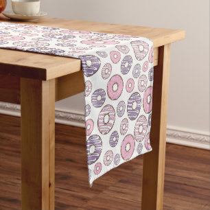 Pattern Of Donuts, Pink Donuts, Purple Donuts Medium Table Runner