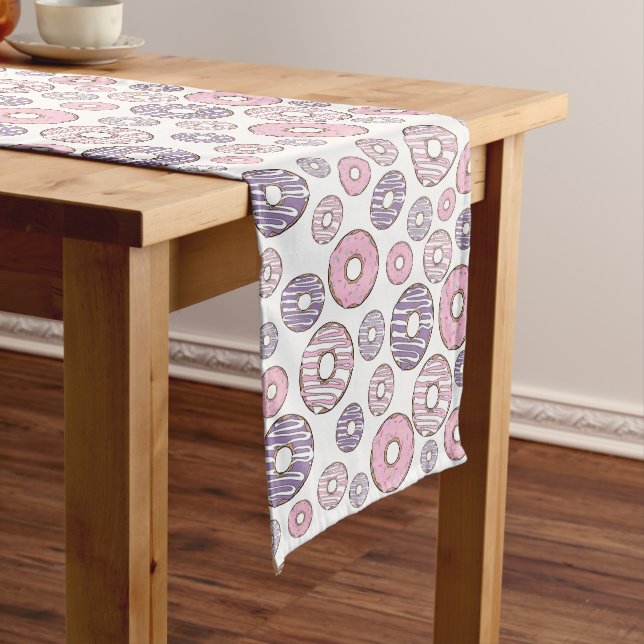 Pattern Of Donuts, Pink Donuts, Purple Donuts Medium Table Runner (In Situ)