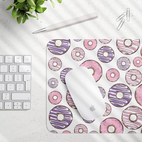 Pattern Of Donuts Pink Donuts Purple Donuts Mouse Pad