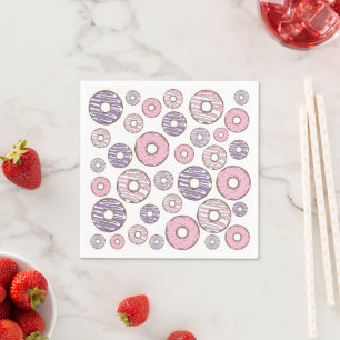 Pattern Of Donuts, Pink Donuts, Purple Donuts Napkins