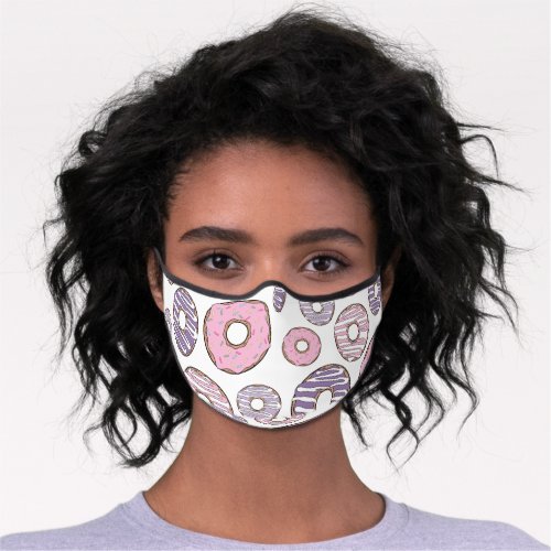 Pattern Of Donuts Pink Donuts Purple Donuts Premium Face Mask