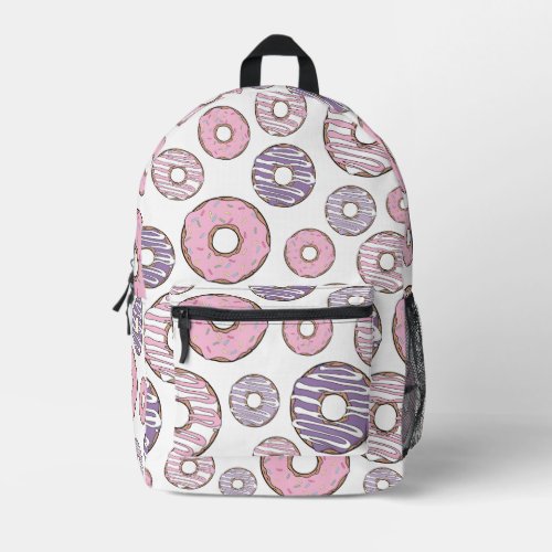 Pattern Of Donuts Pink Donuts Purple Donuts Printed Backpack