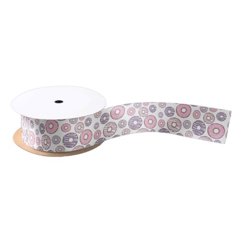 Pattern Of Donuts Pink Donuts Purple Donuts Satin Ribbon