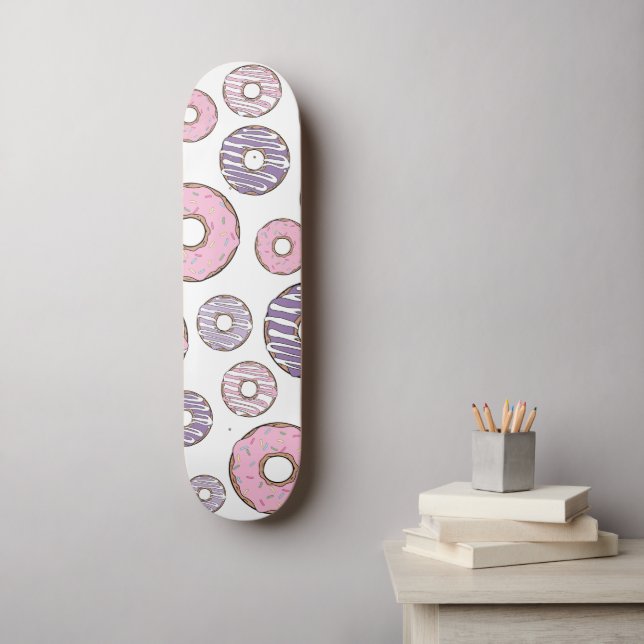 Pattern Of Donuts, Pink Donuts, Purple Donuts Skateboard (Wall Art)