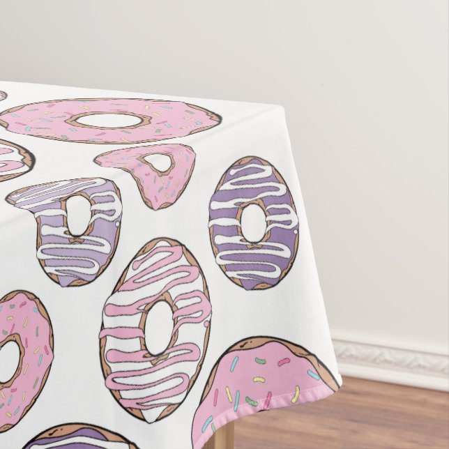Pattern Of Donuts, Pink Donuts, Purple Donuts Tablecloth (In Situ)