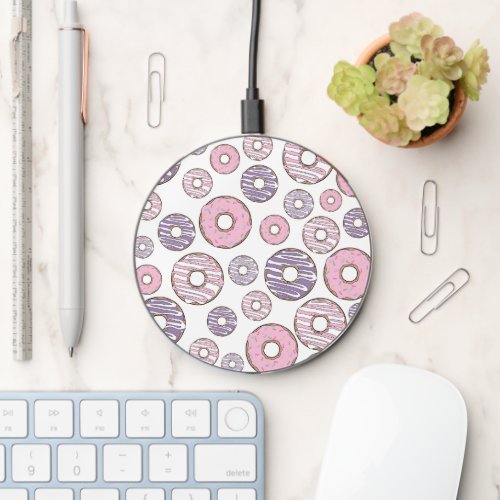 Pattern Of Donuts Pink Donuts Purple Donuts Wireless Charger