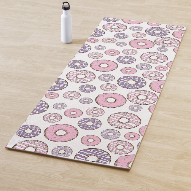 Pattern Of Donuts, Pink Donuts, Purple Donuts Yoga Mat (In Situ)