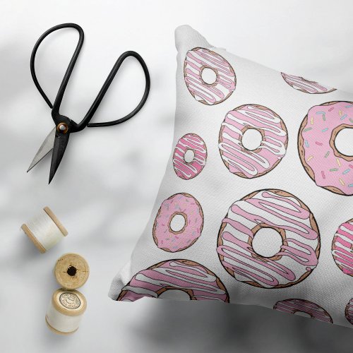 Pattern Of Donuts Pink Donuts Sprinkles Accent Pillow