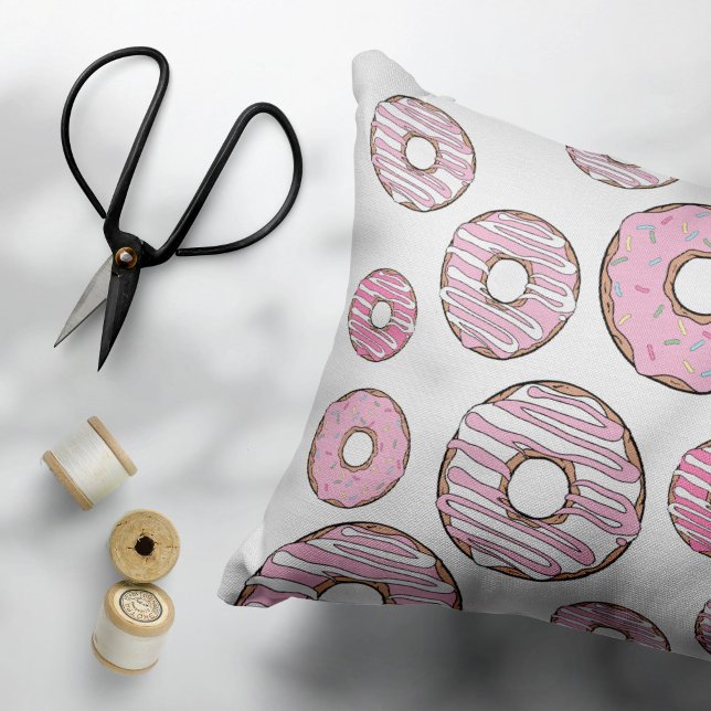 Pattern Of Donuts, Pink Donuts, Sprinkles Accent Pillow (Creator Uploaded)
