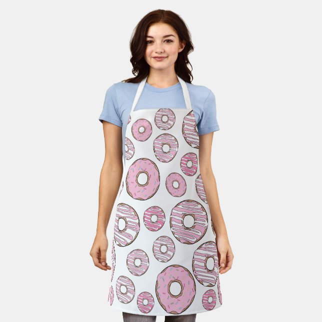 Pattern Of Donuts, Pink Donuts, Sprinkles Apron (Worn)