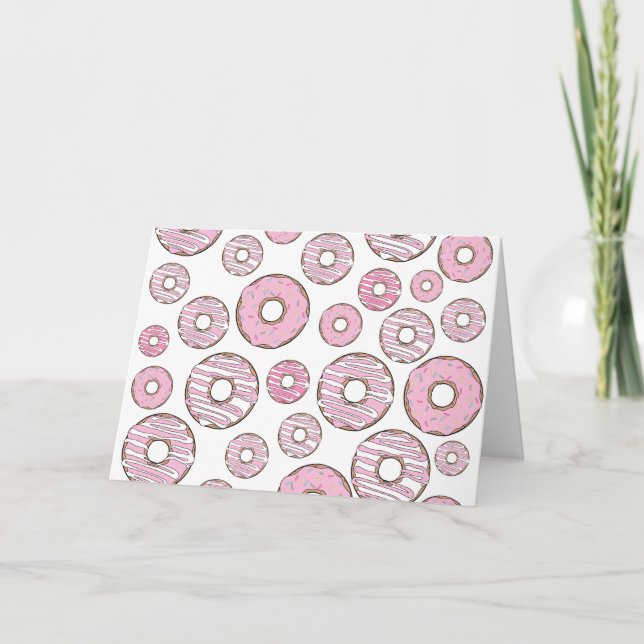 Pattern Of Donuts, Pink Donuts, Sprinkles Card (Front)