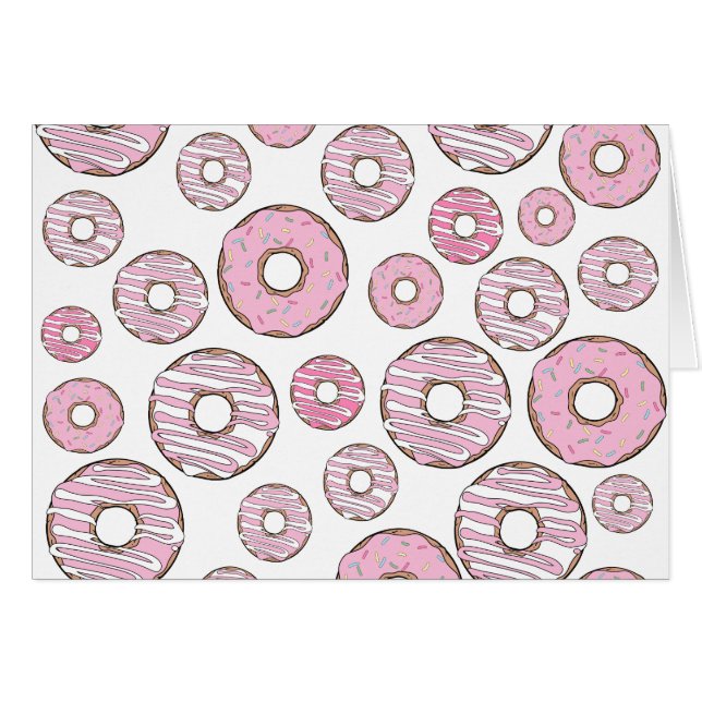 Pattern Of Donuts, Pink Donuts, Sprinkles Cards (Front Horizontal)