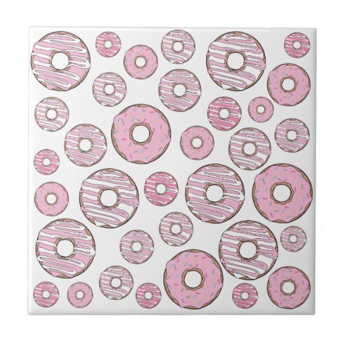 Pattern Of Donuts Pink Donuts Sprinkles Ceramic Tile