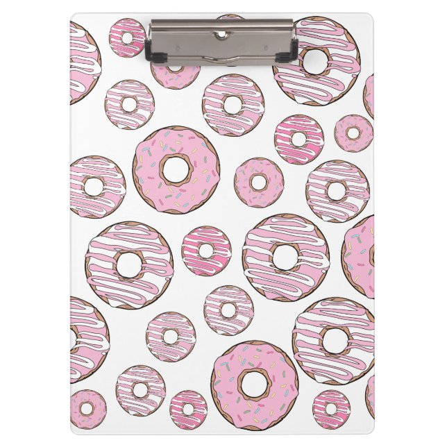 Pattern Of Donuts, Pink Donuts, Sprinkles Clipboard (Front)