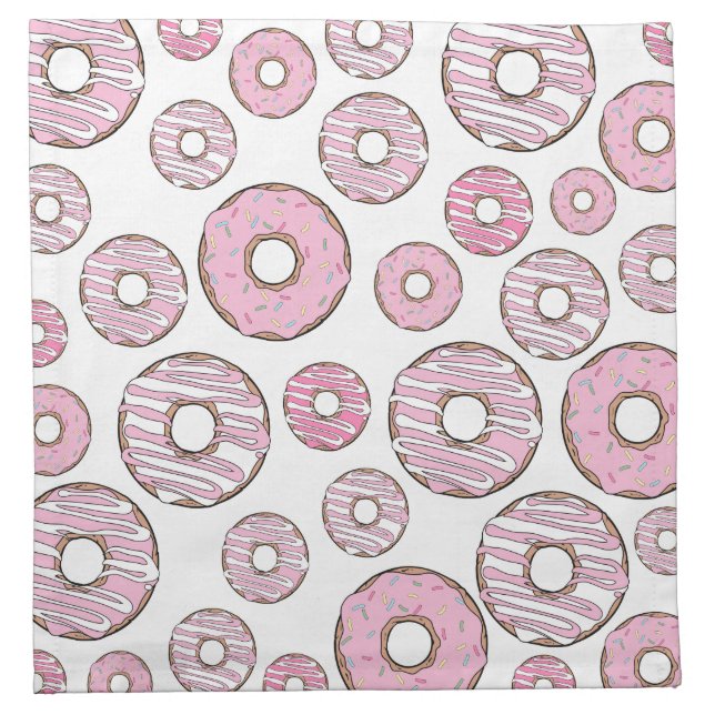 Pattern Of Donuts, Pink Donuts, Sprinkles Cloth Napkin (Front)