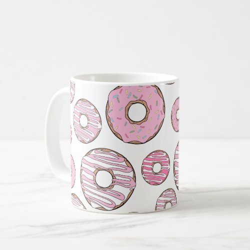 Pattern Of Donuts Pink Donuts Sprinkles  Coffee Mug