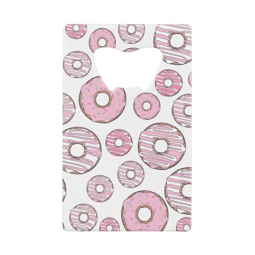 Pattern Of Donuts Pink Donuts Sprinkles Credit Card Bottle Opener