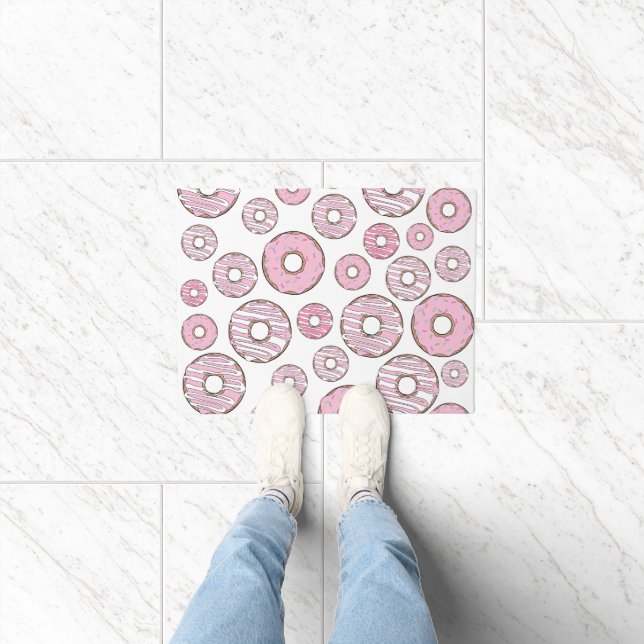 Pattern Of Donuts, Pink Donuts, Sprinkles Doormat (Indoor)