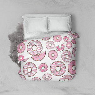 Pattern Of Donuts, Pink Donuts, Sprinkles Duvet Cover