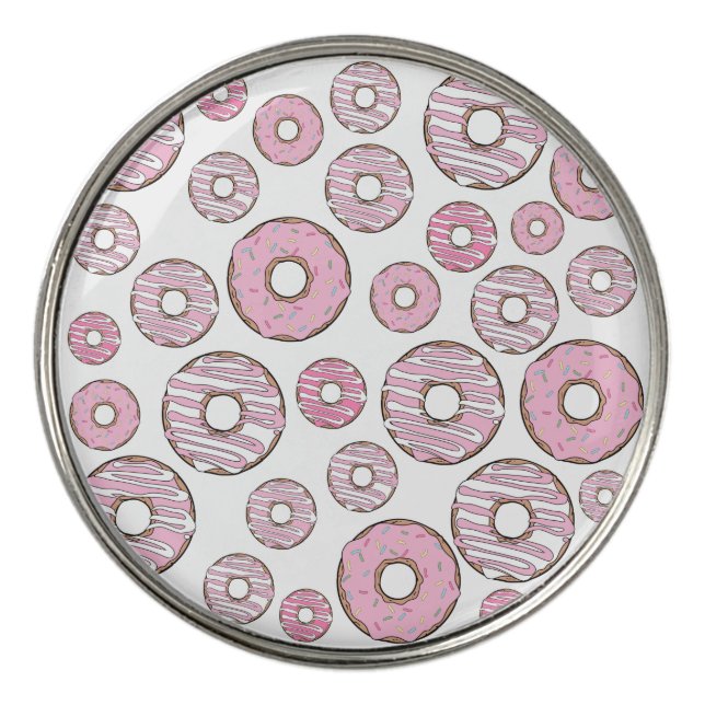 Pattern Of Donuts, Pink Donuts, Sprinkles Golf Ball Marker (Front)