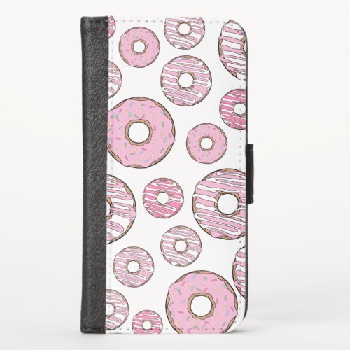 Pattern Of Donuts Pink Donuts Sprinkles iPhone X Wallet Case