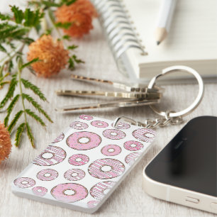 Pattern Of Donuts, Pink Donuts, Sprinkles Keychain