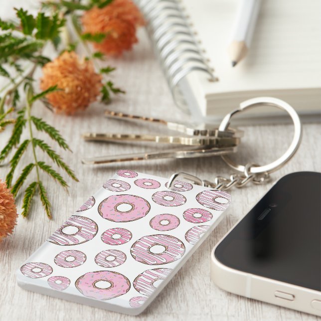 Pattern Of Donuts, Pink Donuts, Sprinkles Keychain (Front Right)