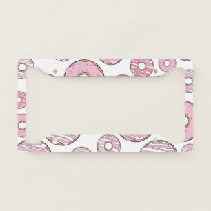 Pattern Of Donuts, Pink Donuts, Sprinkles License Plate Frame
