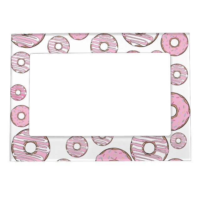 Pattern Of Donuts, Pink Donuts, Sprinkles Magnetic Frame (Front)