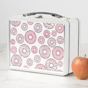 Pattern Of Donuts, Pink Donuts, Sprinkles Metal Lunch Box