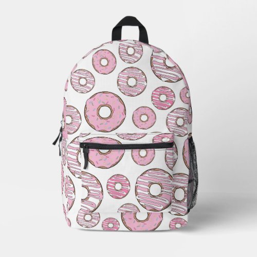 Pattern Of Donuts Pink Donuts Sprinkles Printed Backpack