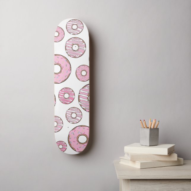 Pattern Of Donuts, Pink Donuts, Sprinkles Skateboard (Wall Art)