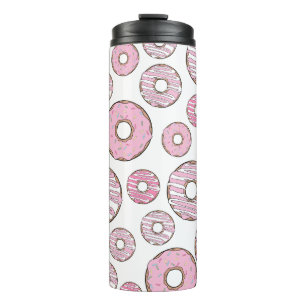 Pattern Of Donuts, Pink Donuts, Sprinkles Thermal Tumbler