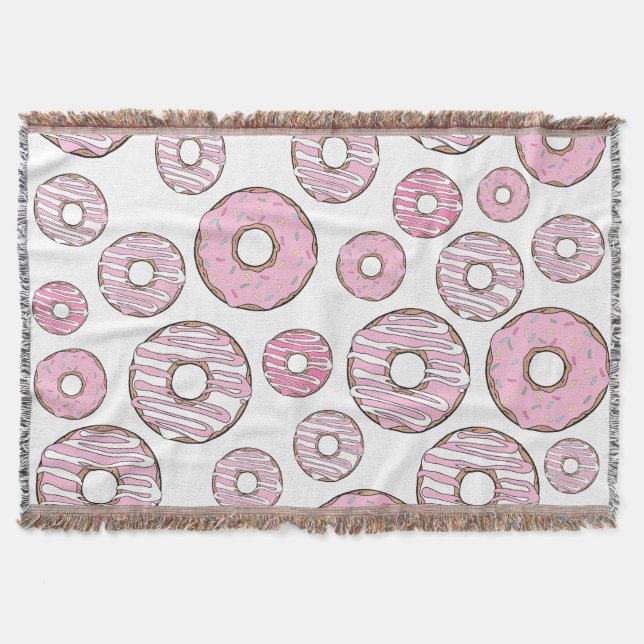 Pattern Of Donuts, Pink Donuts, Sprinkles Throw Blanket (Front)