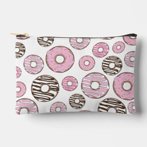 Pattern Of Donuts Pink Donuts White Donuts Accessory Pouch