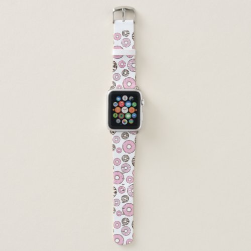 Pattern Of Donuts Pink Donuts White Donuts Apple Watch Band