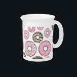 Pattern Of Donuts, Pink Donuts, White Donuts Beverage Pitcher<br><div class="desc">Cute,  fun and adorable pattern with pink and white donuts. Modern and trendy gift,  perfect for the donut lover in your life.</div>