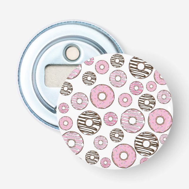 Pattern Of Donuts, Pink Donuts, White Donuts Bottle Opener (Front)